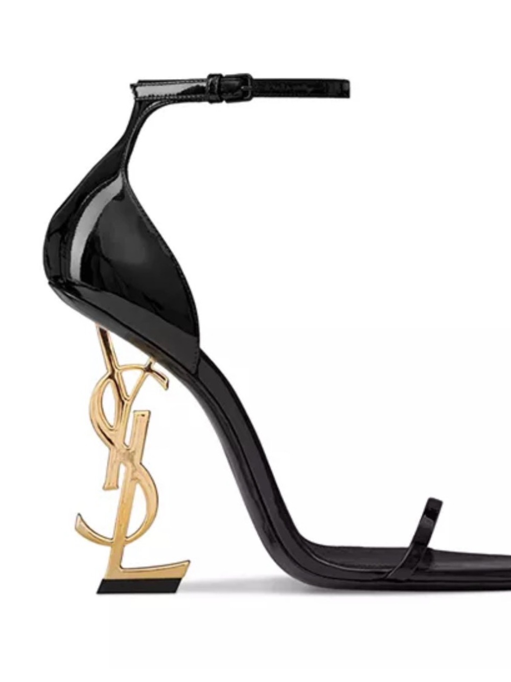 AUTHENTIC YSL Black Patent / Gold Logo Heel - Picture 1 of 10
